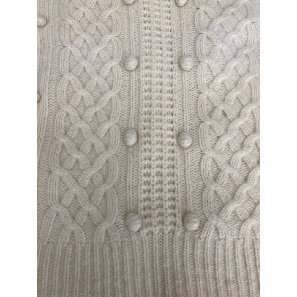 J. Crew Women's Small Lambswool Popcorn Pom Cable-knit Fisherman Sweater HTF - Picture 9 of 16